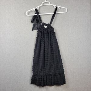 Franccesca Bellini Black Ruffle Layered Sleeveless Mini Dress Women's Large